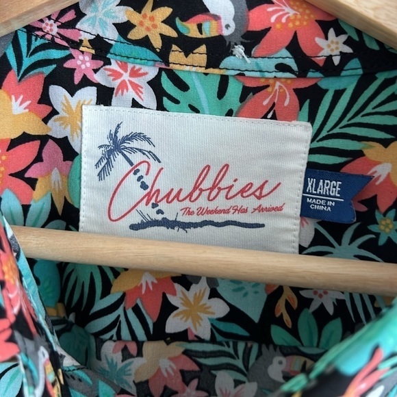 CHUBBIES The Bloomerang Button Down Tropical Print Shirt Size XL - Picture 9 of 13